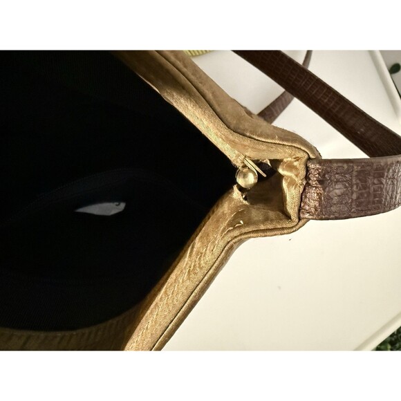 Sharif Made in USA Olive Satin Green & Brown Tassel  Bag Crossbody Purse long - Picture 9 of 10